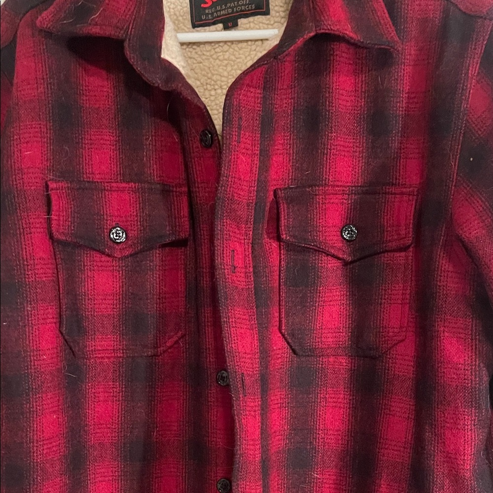 Schott Red and Black Plaid Shirt Jacket